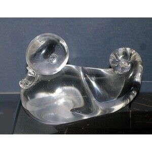 Steuben Glass Crystal Baby Duck Duckling Figurine Curly Tail